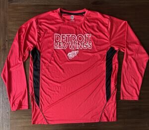 NHL Detroit Red Wings Shirt Mens XL Active Long Sleeve Hockey Dri-Fit